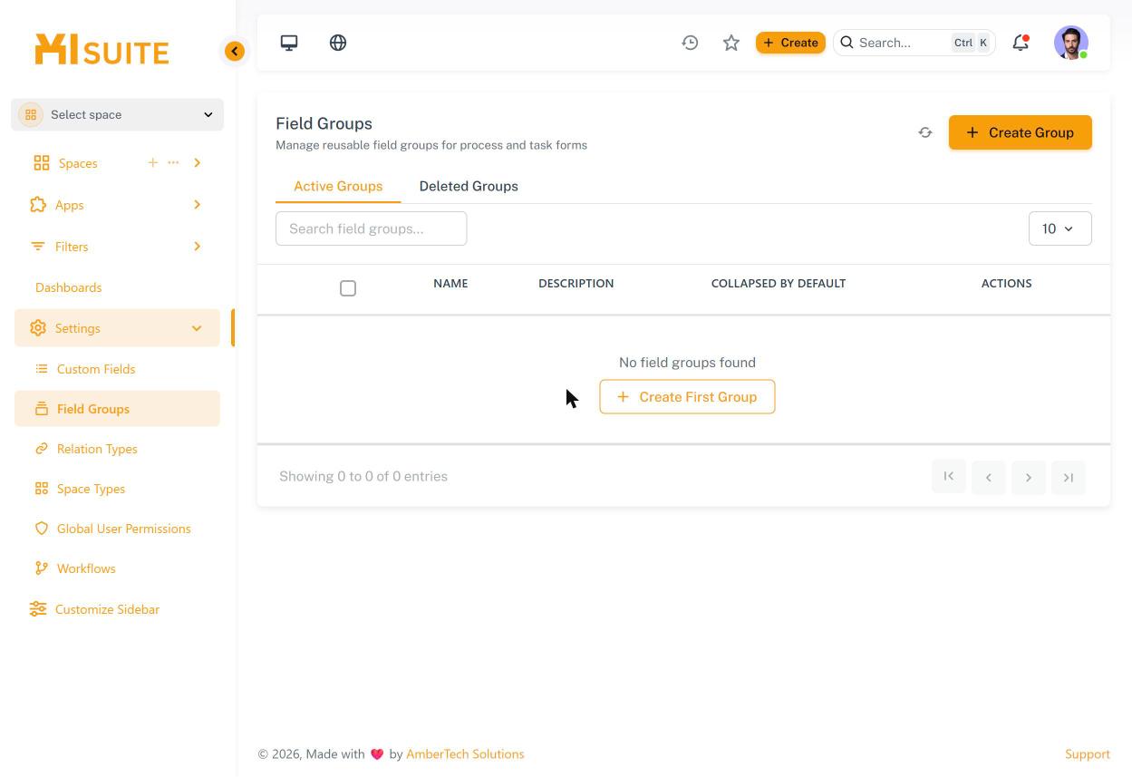 Settings → Field Groups