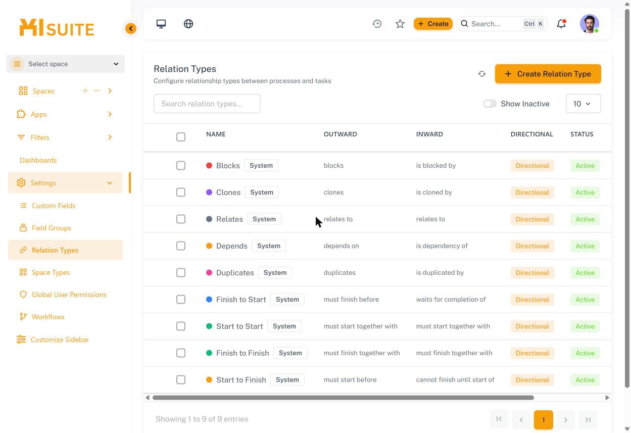 Settings → Relation Types