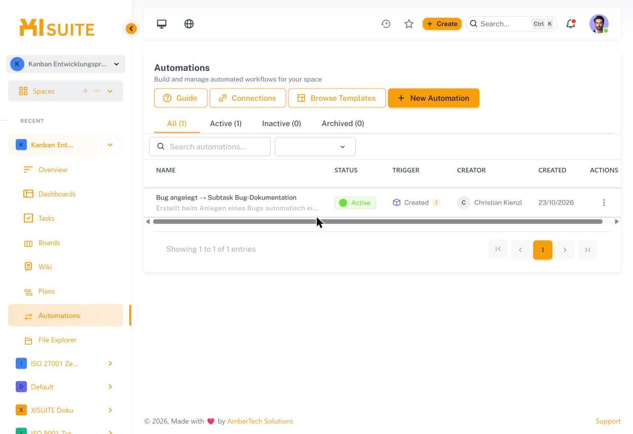 Automationen eines Spaces