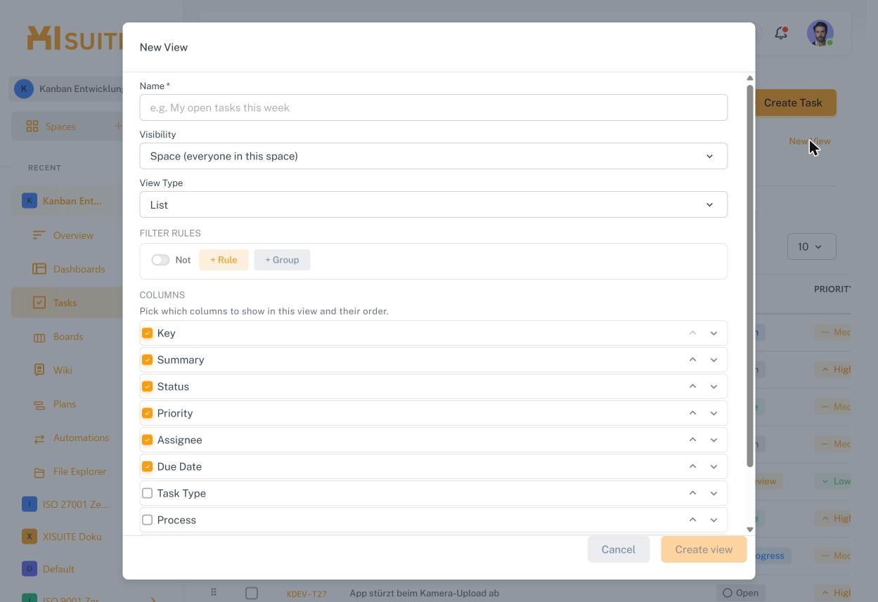 Dialog „New View“