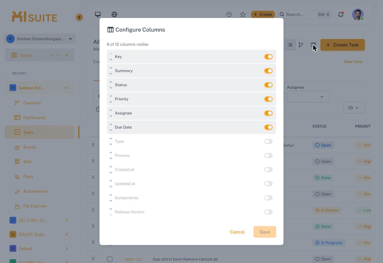 Configure Columns